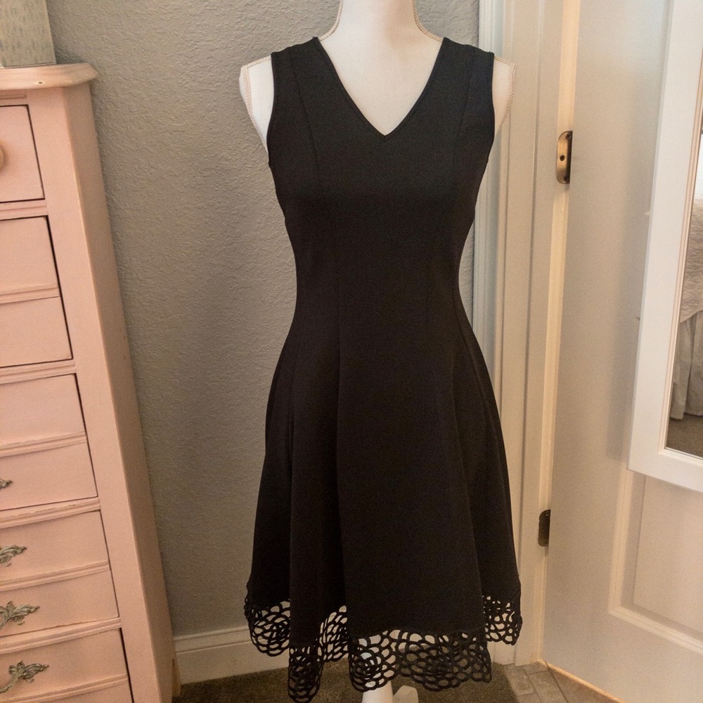 Black A frame crochet detailed dress